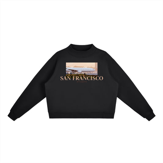Essential Fleece Mock-Neck Crew Sweatshirt — AvGeek SFO Golden Hour Edition