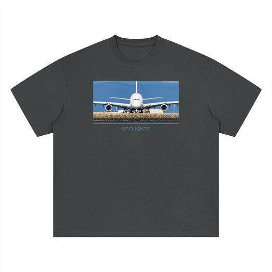 Drop Shoulder Quick Dry Tee — A380 Superjumbo SFO Departure