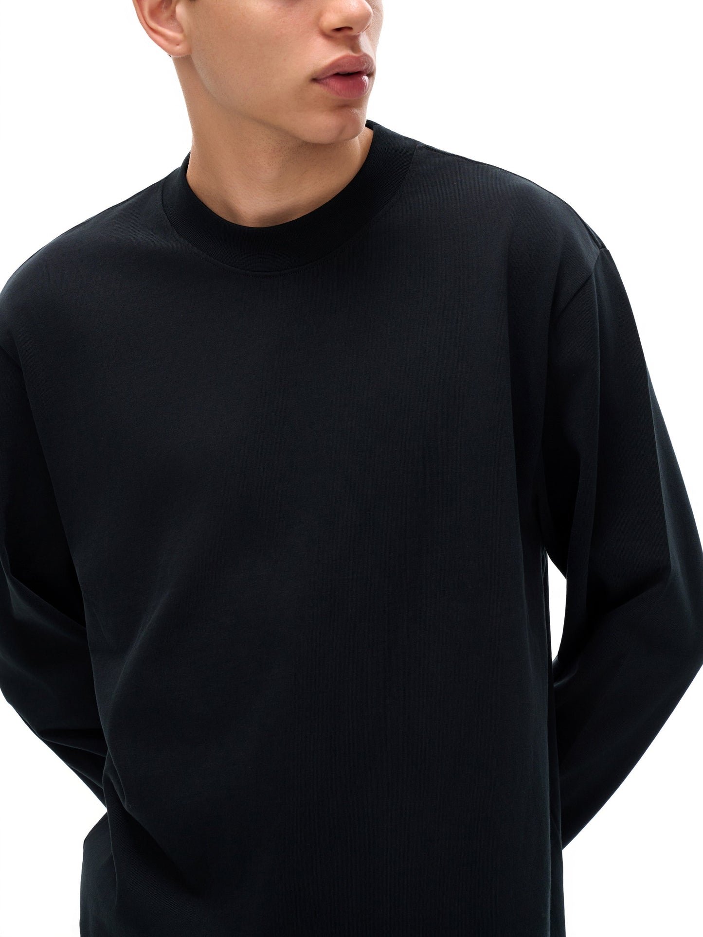 Essential Non-Shrink Mock Neck Sweatshirt — Ready for Departure at SFO Airport