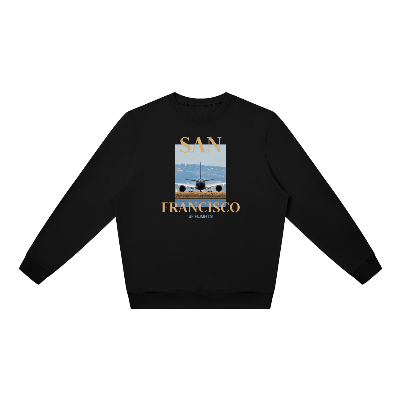 Unisex Oversized Crewneck Sweatshirt — A350 at San Francsico Airport