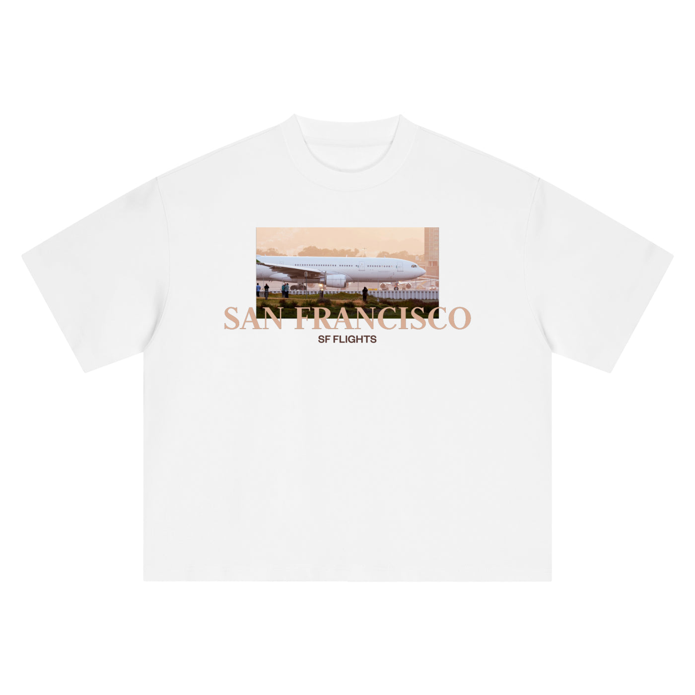 Boxy Oversized T-Shirt — A330 Golden Hour at SFO