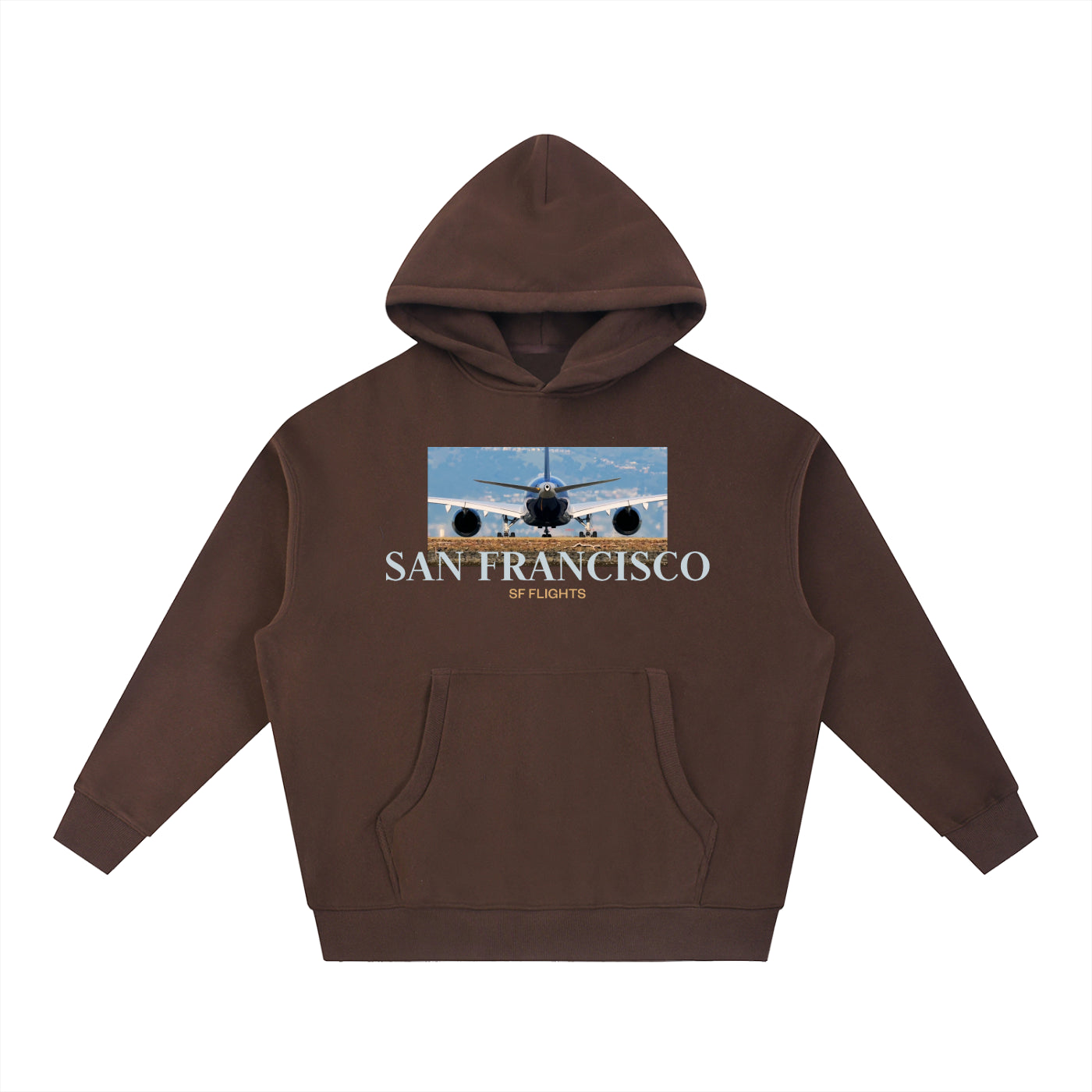 SF Flights A350 SFO Airport Oversized Boxy Fleece Hoodie