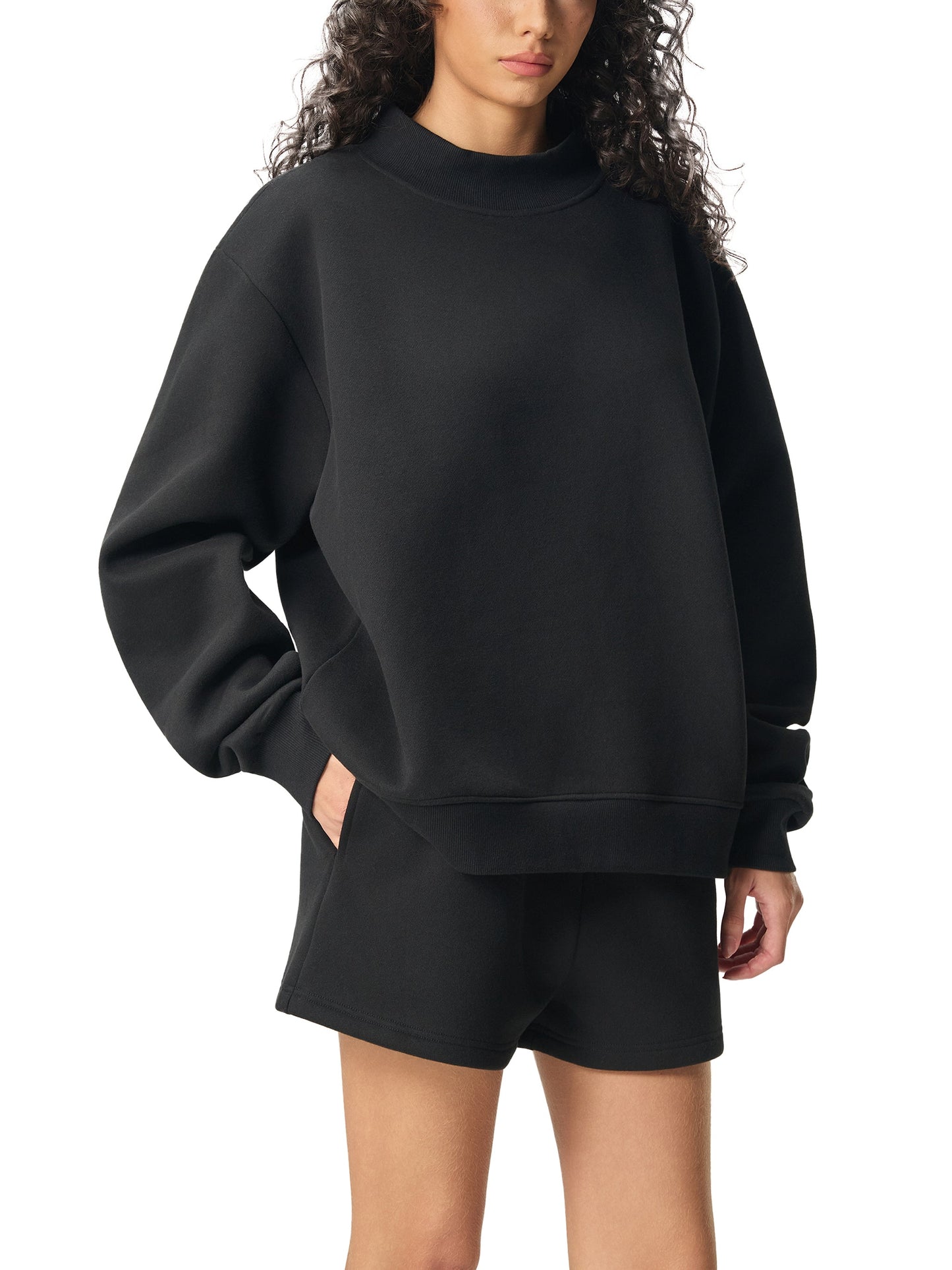 Essential Fleece Mock-Neck Crew Sweatshirt — AvGeek SFO Golden Hour Edition