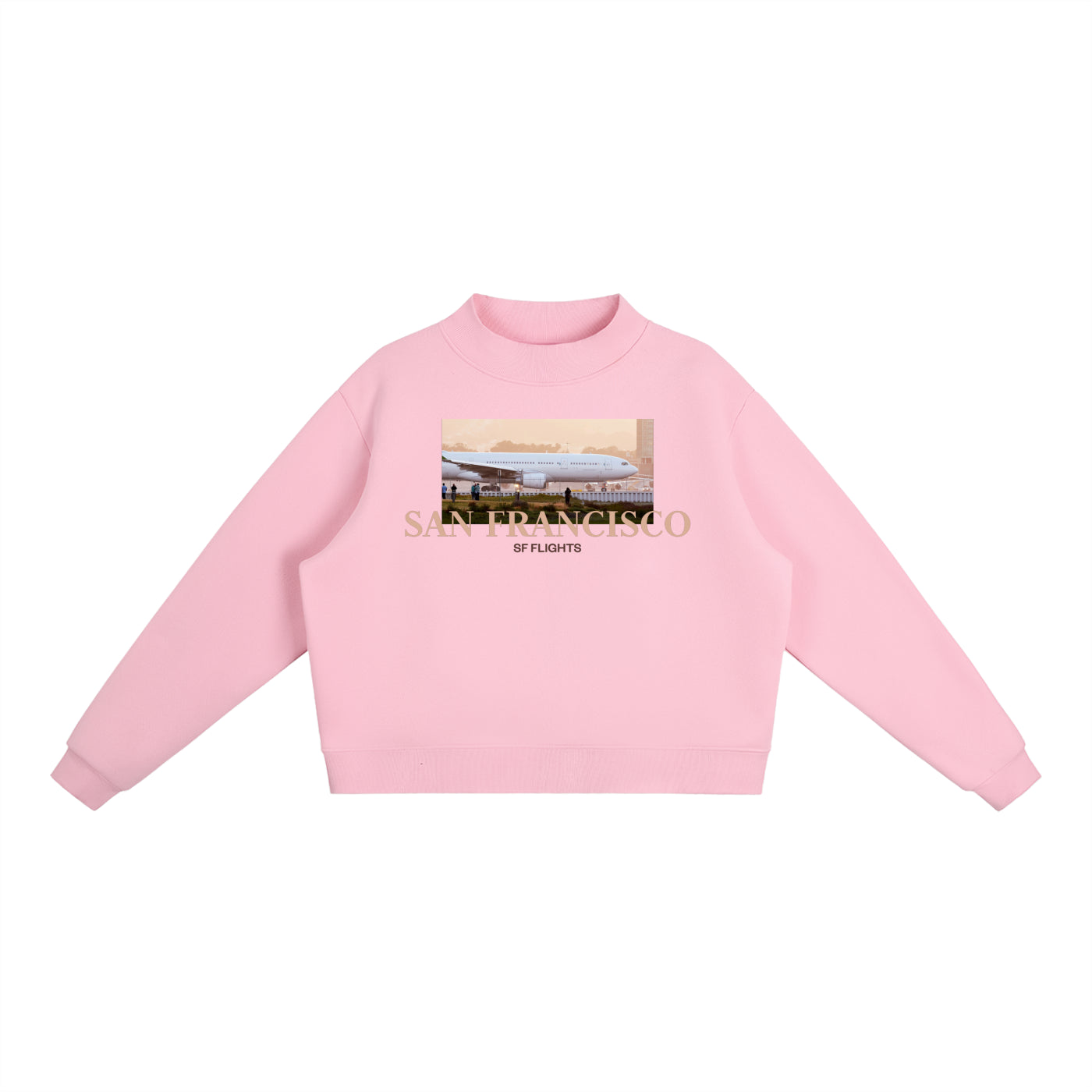 Essential Fleece Mock-Neck Crew Sweatshirt — AvGeek SFO Golden Hour Edition