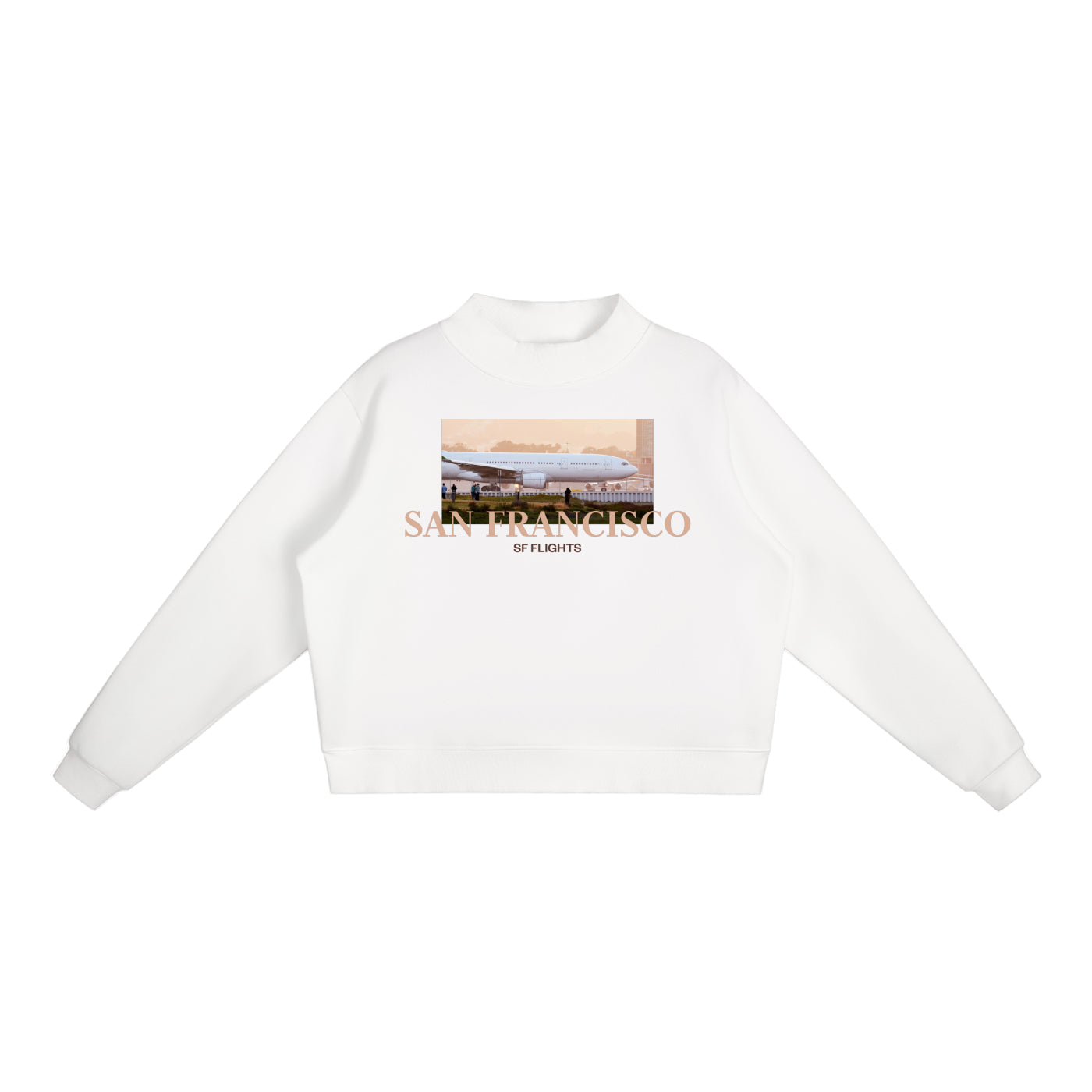 Essential Fleece Mock-Neck Crew Sweatshirt — AvGeek SFO Golden Hour Edition