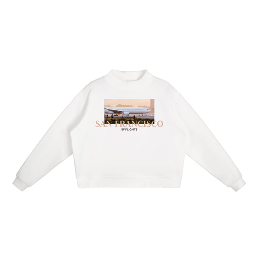Essential Fleece Mock-Neck Crew Sweatshirt — AvGeek SFO Golden Hour Edition