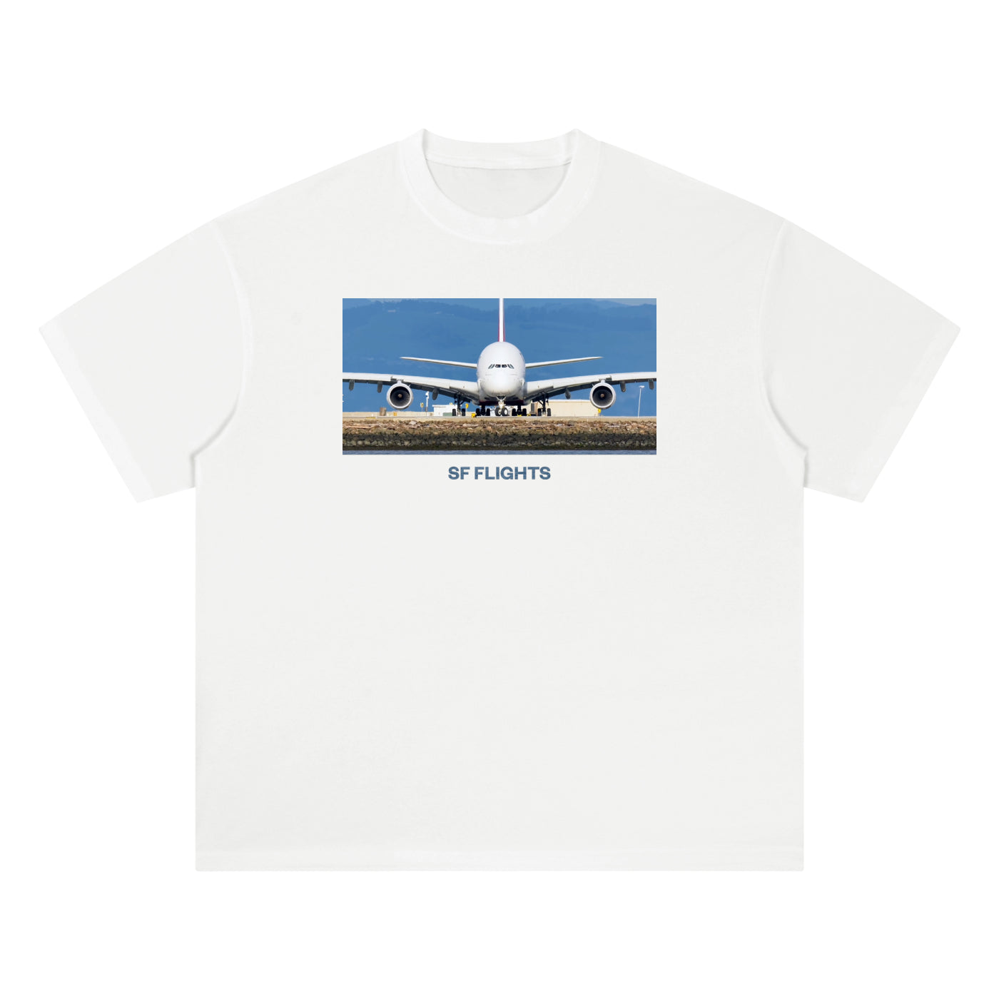 Drop Shoulder Quick Dry Tee — A380 Superjumbo SFO Departure