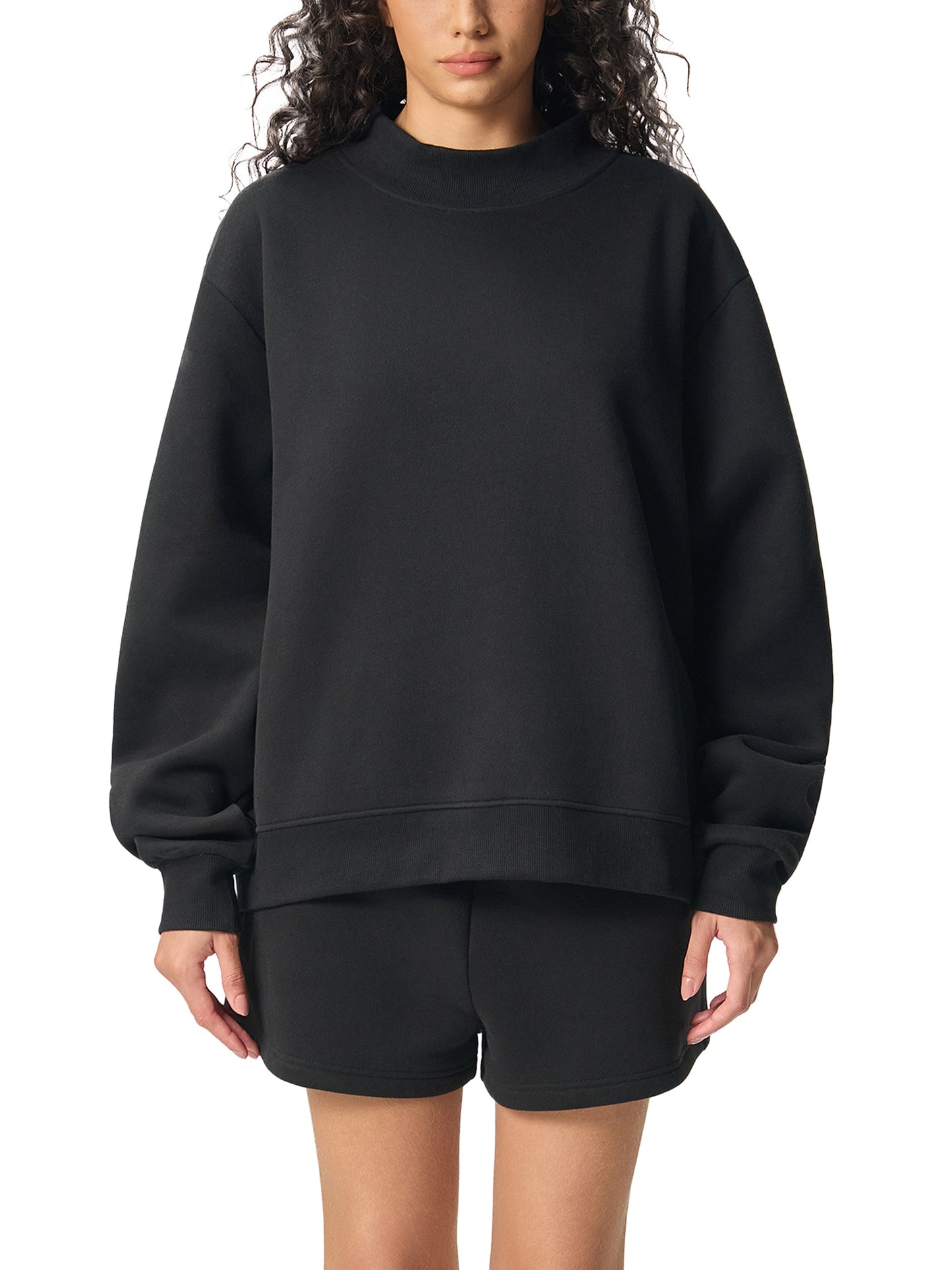 Essential Fleece Mock-Neck Crew Sweatshirt — AvGeek SFO Golden Hour Edition