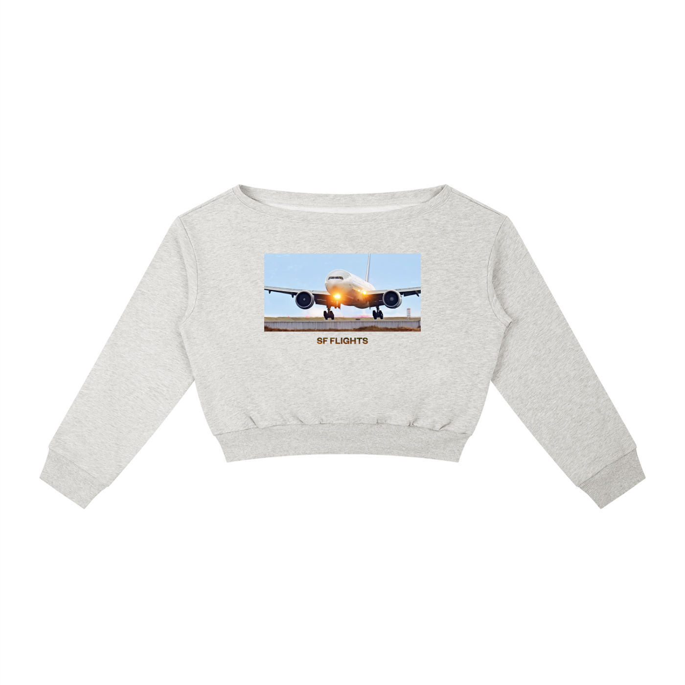 Women’s Off-Shoulder Sweatshirt — SFO Reverse Ops Landing
