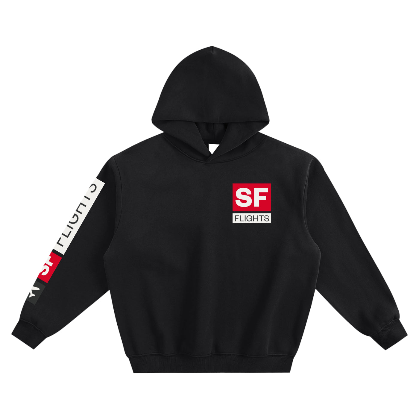 Fleeced Boxy Hoodie — SF Flights Logo Edition