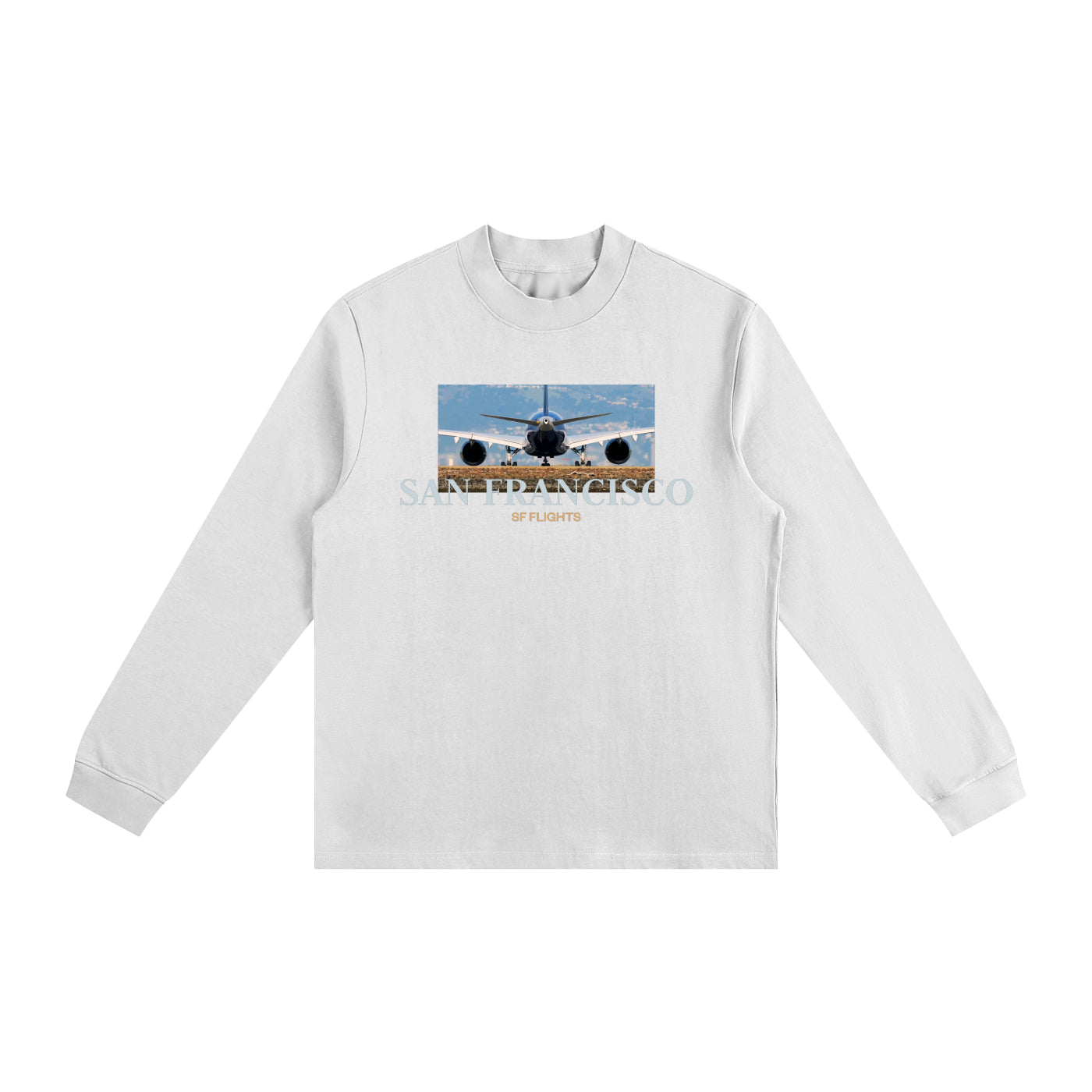 Essential Non-Shrink Mock Neck Sweatshirt — Ready for Departure at SFO Airport