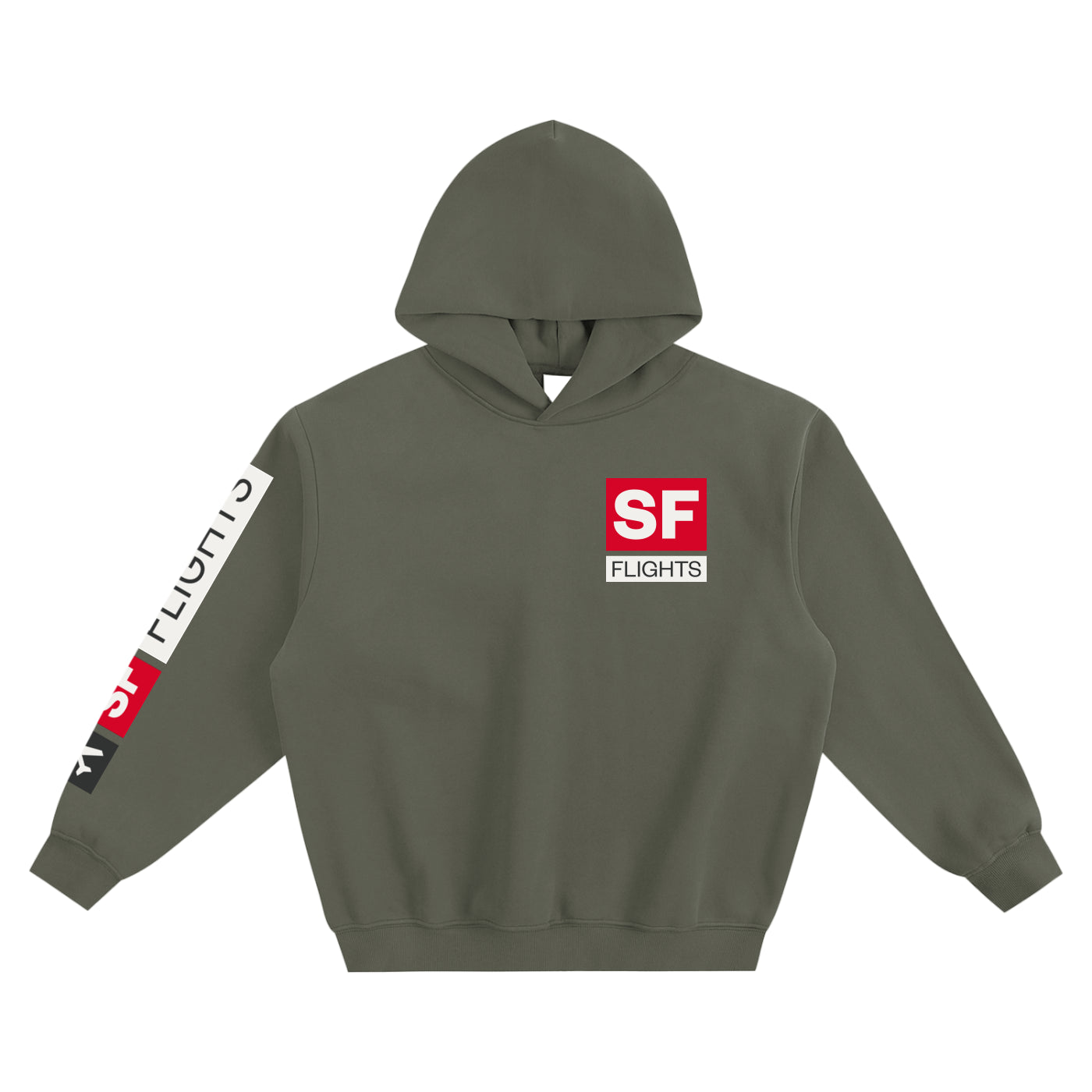 Fleeced Boxy Hoodie — SF Flights Logo Edition