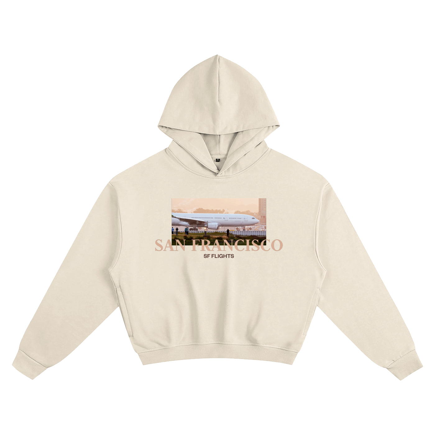 Unisex Cotton Cropped Hoodie — A330 Golden Hour Departure