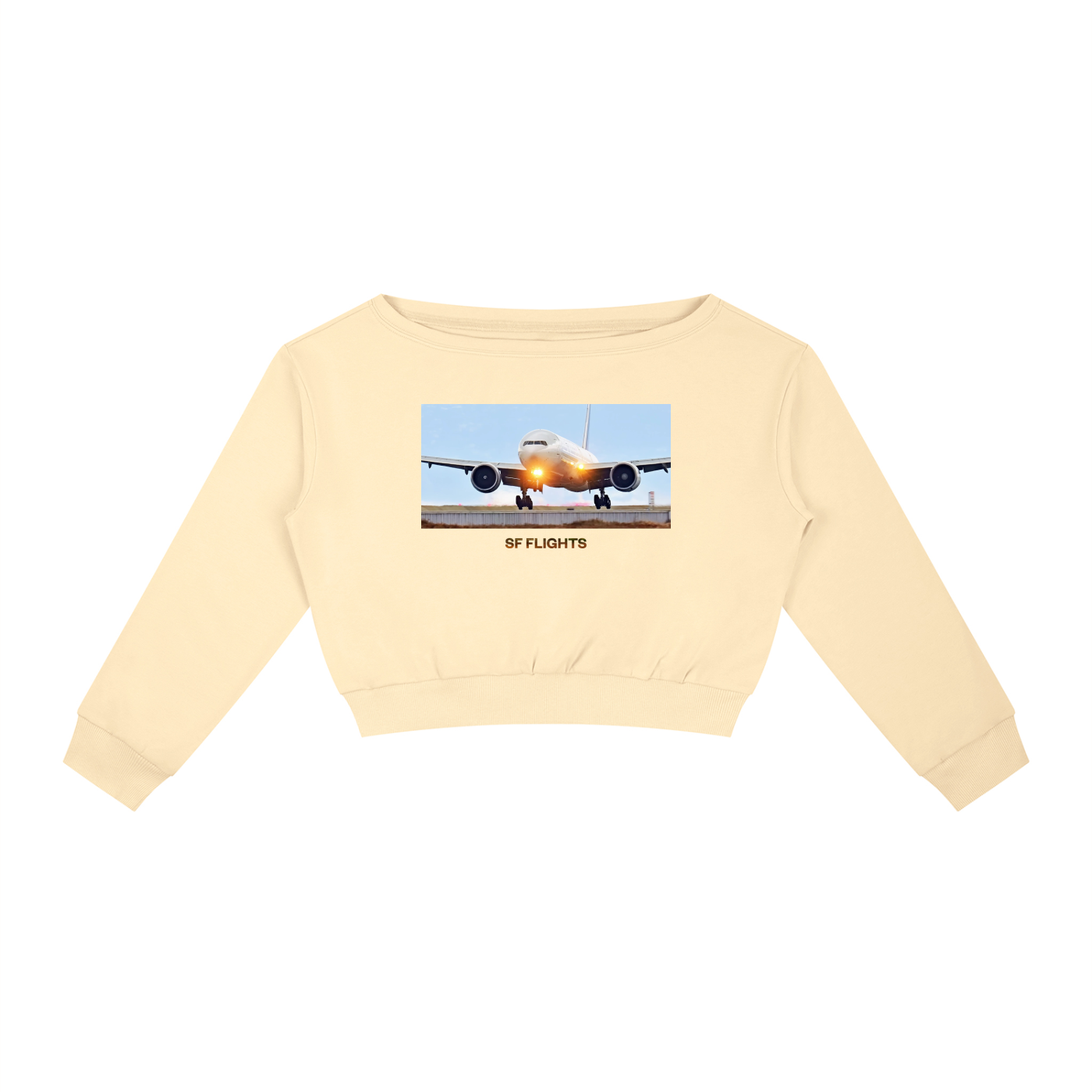 Women’s Off-Shoulder Sweatshirt — SFO Reverse Ops Landing