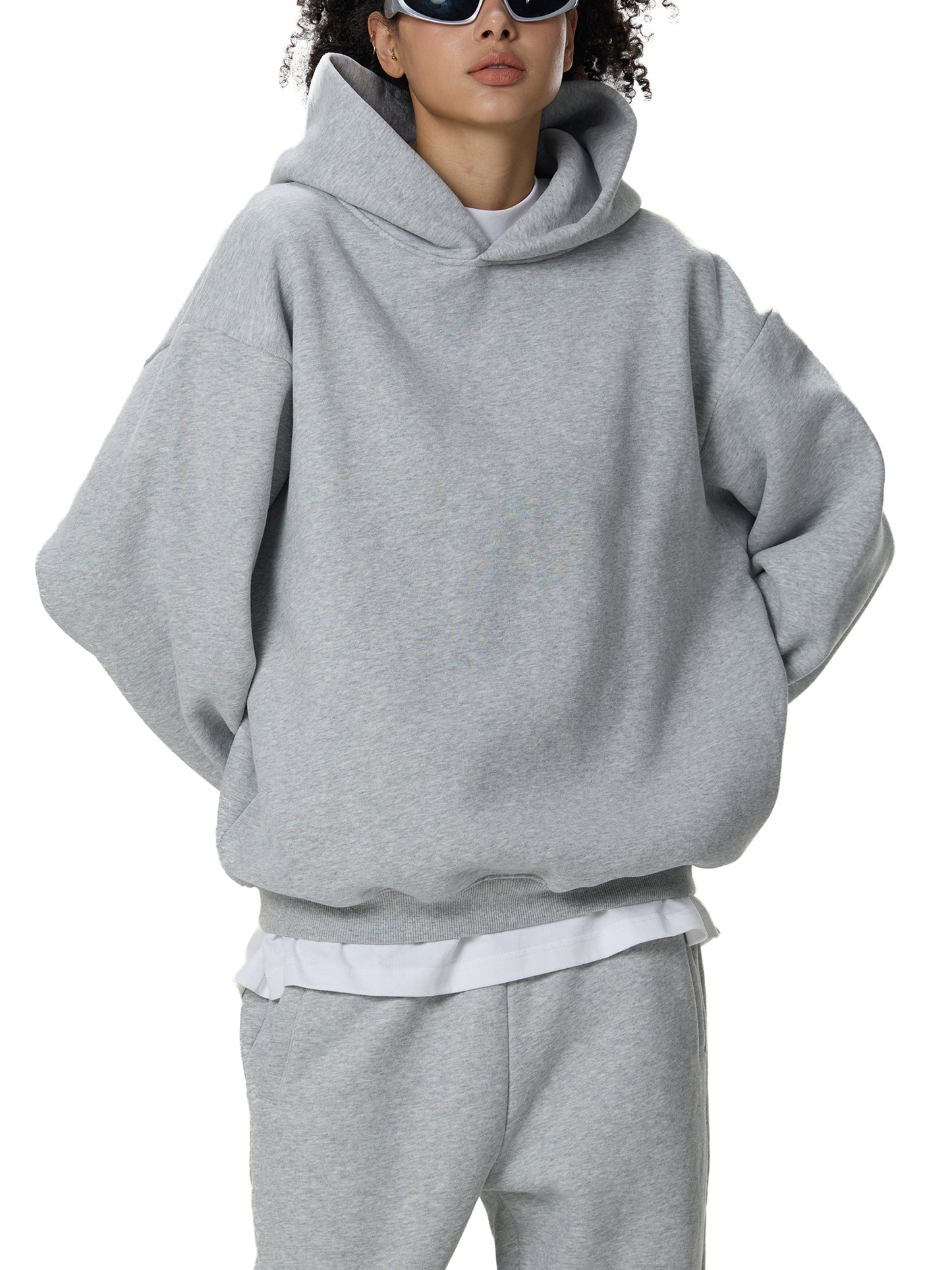 Fleeced Boxy Hoodie — A350 Taxiing at San Francisco Airport