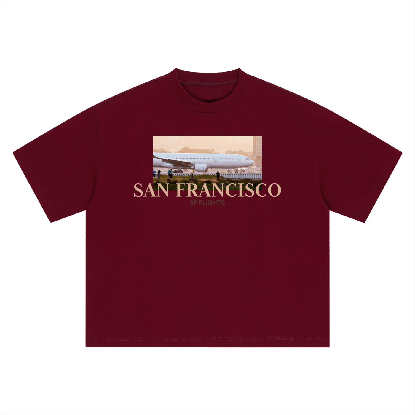 Boxy Oversized T-Shirt — A330 Golden Hour at SFO