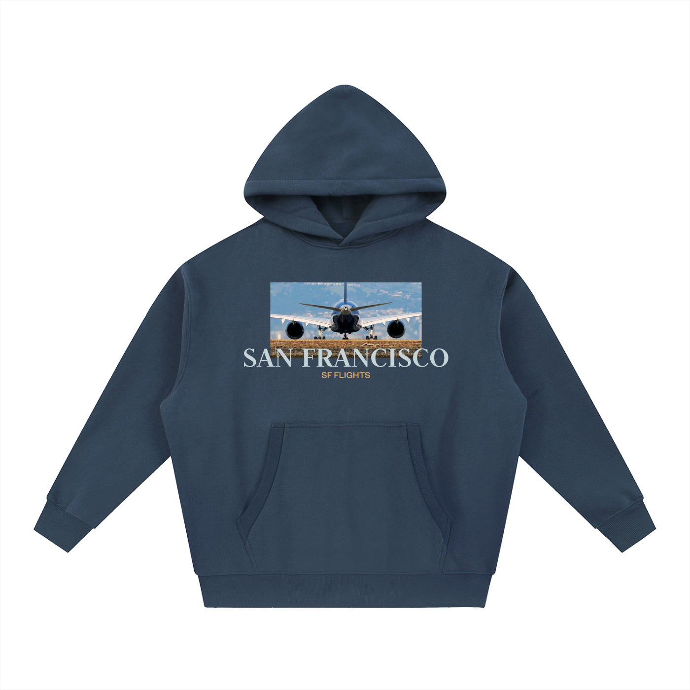 SF Flights A350 SFO Airport Oversized Boxy Fleece Hoodie