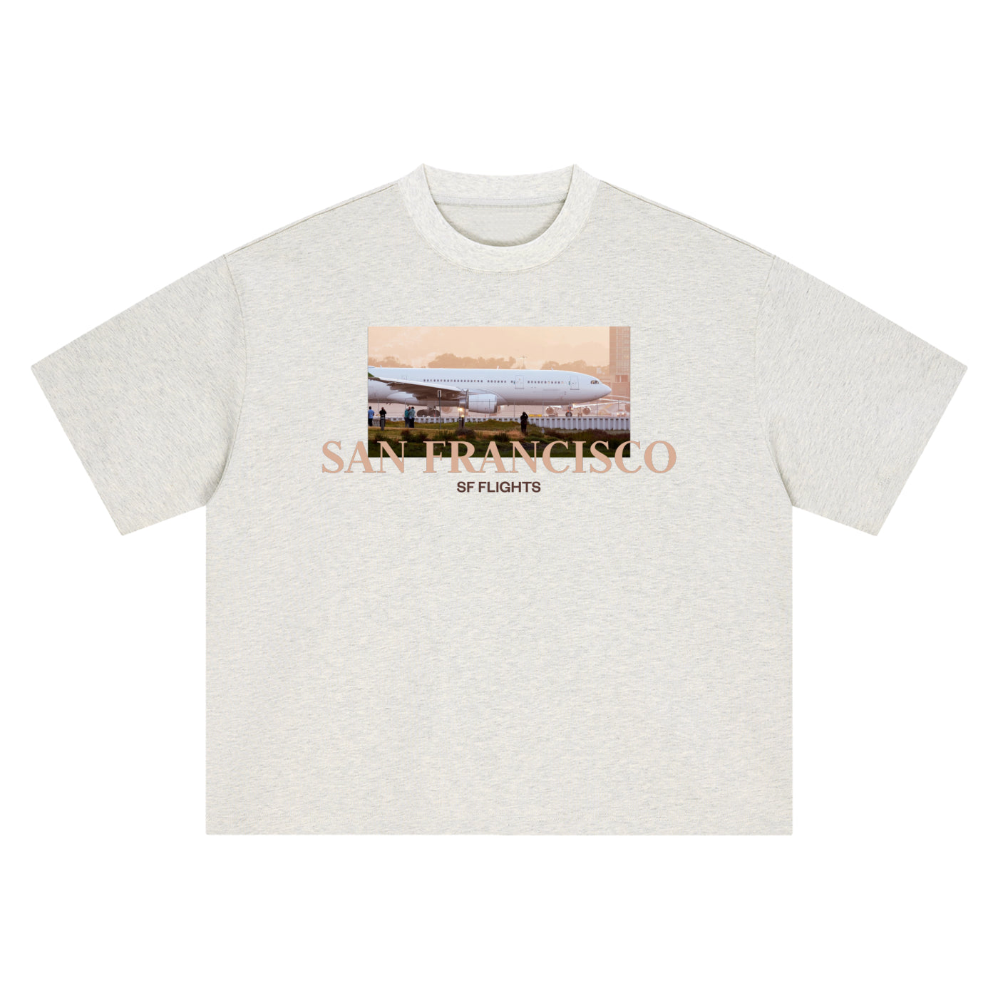 Boxy Oversized T-Shirt — A330 Golden Hour at SFO