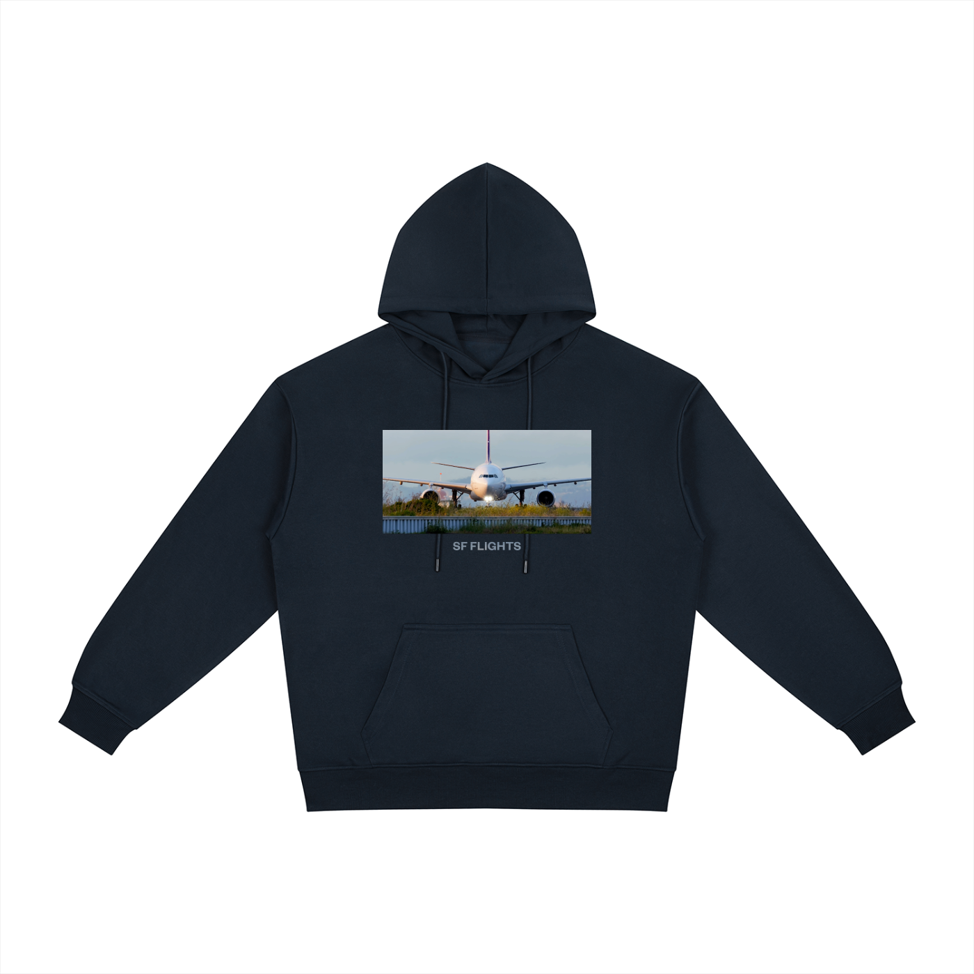 Relaxed Fit Hoodie — A330 Taxiing at SFO After Landing