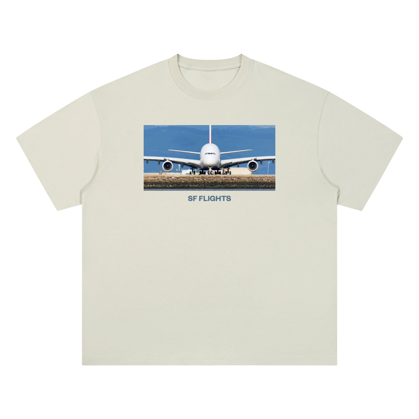 Drop Shoulder Quick Dry Tee — A380 Superjumbo SFO Departure