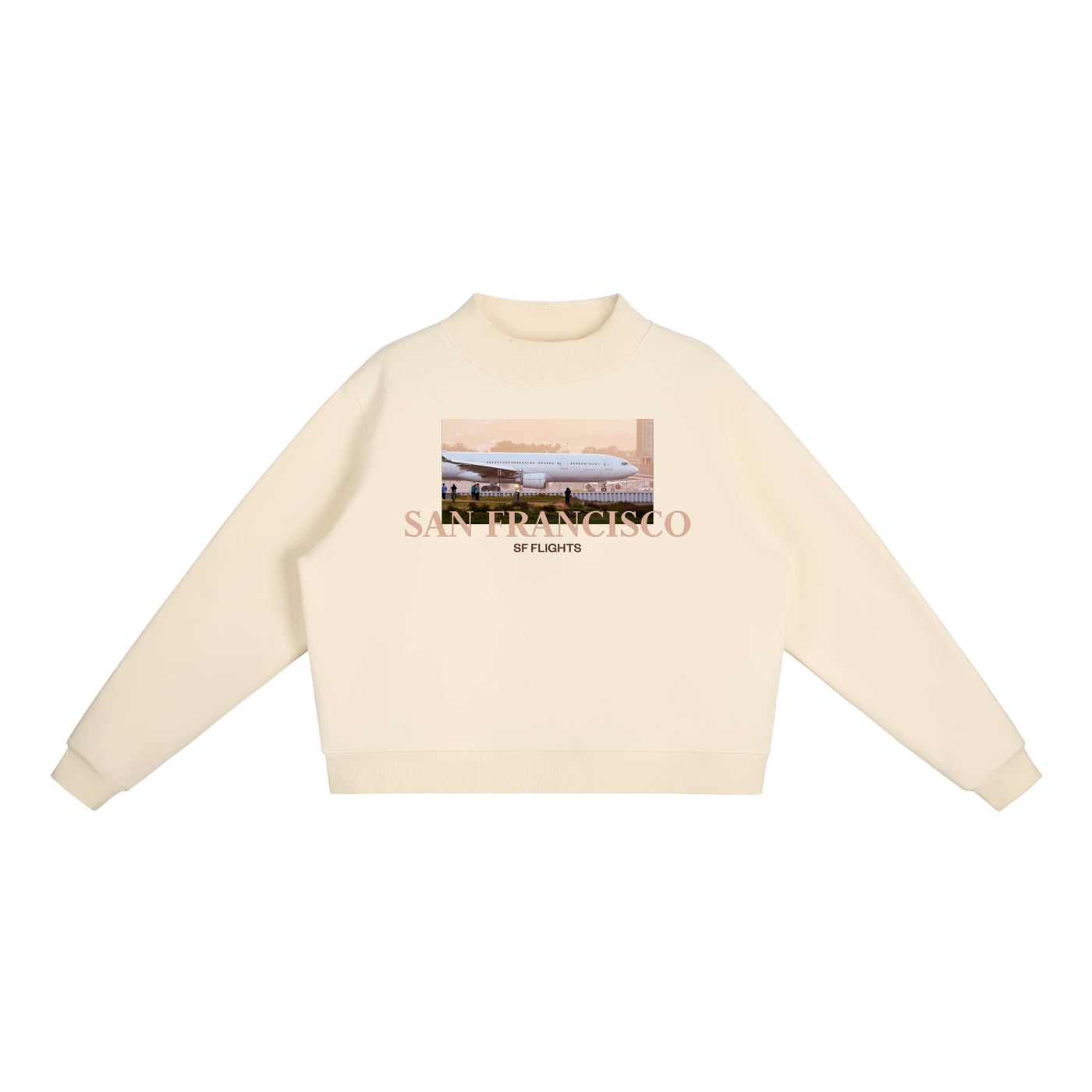 Essential Fleece Mock-Neck Crew Sweatshirt — AvGeek SFO Golden Hour Edition