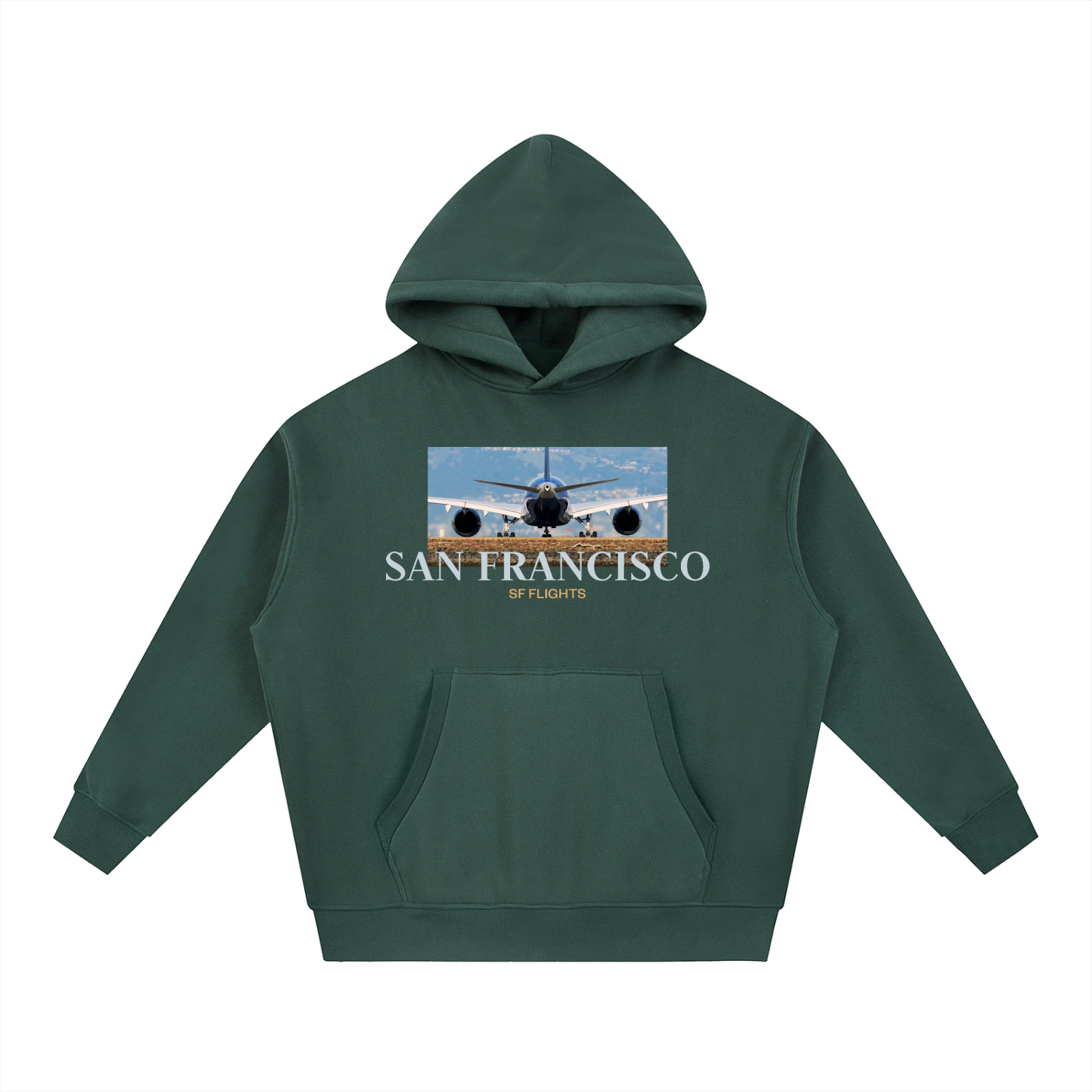 SF Flights A350 SFO Airport Oversized Boxy Fleece Hoodie