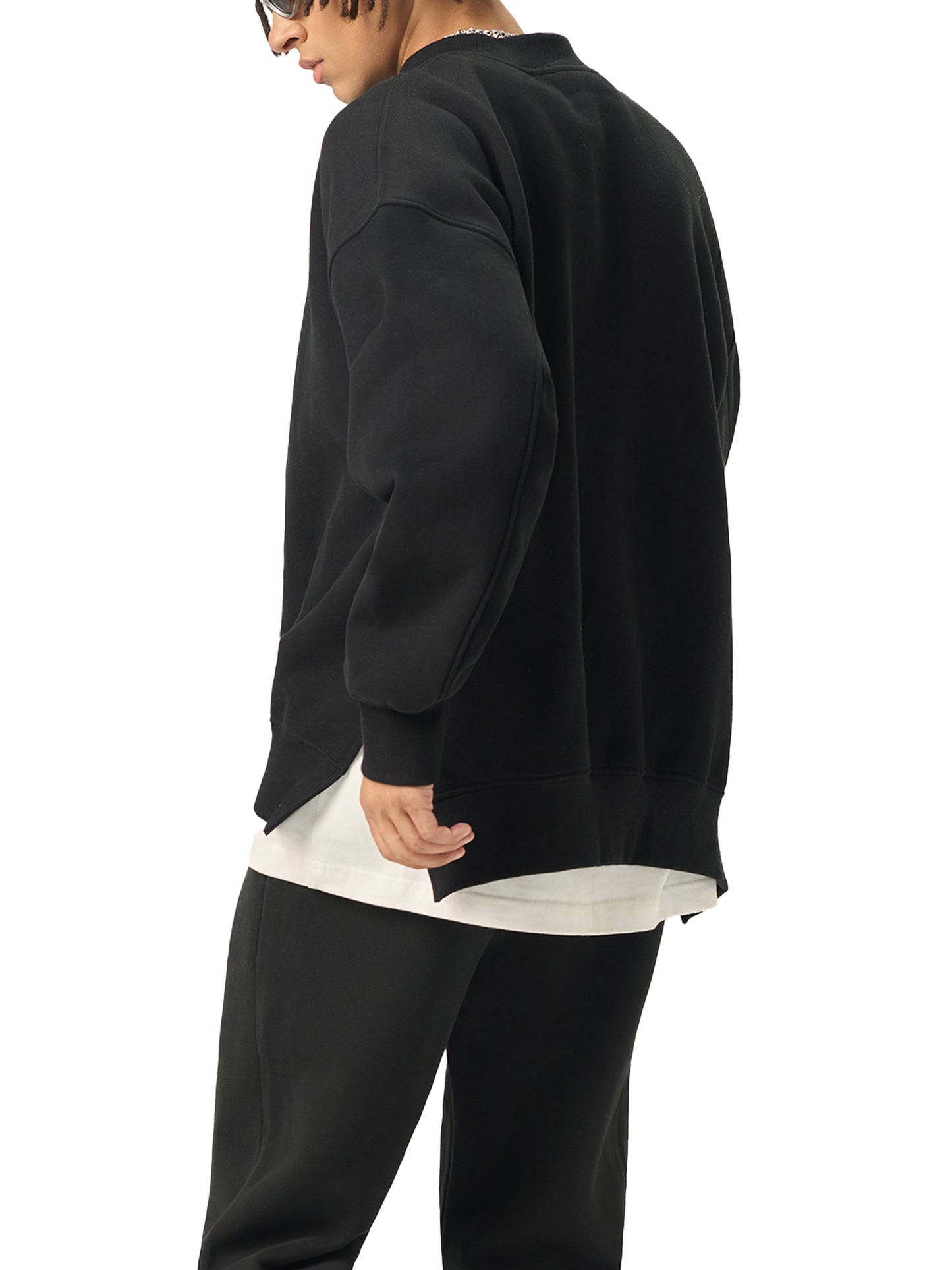 Fleece Side Slit Crewneck Sweatshirt  — Superjumbo A380 at San Francisco Airport